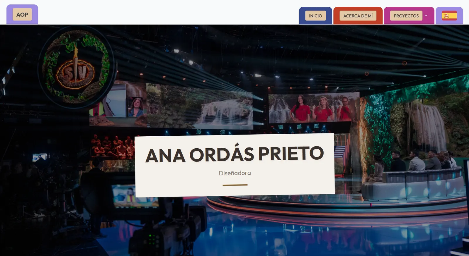 Inicio de Ana Ordás Prieto, diseñadora, sobre un plató de televisión.